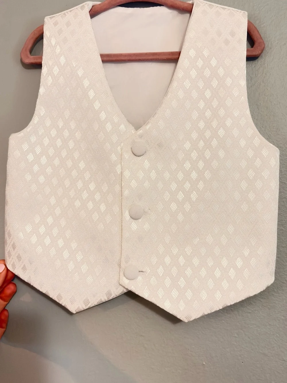 Classic Kids Ivory Formal Vest - Elegant Diamond Weave
